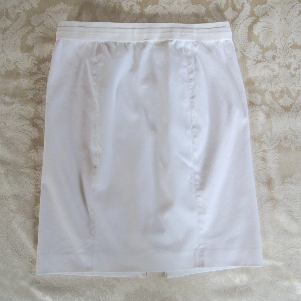 Elie Tahari White Pencil Skirt Exposed Back Zip 6 *Fits M